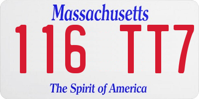 MA license plate 116TT7