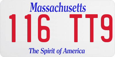 MA license plate 116TT9