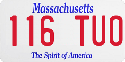 MA license plate 116TU0