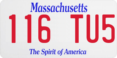 MA license plate 116TU5