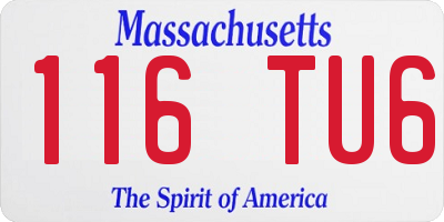 MA license plate 116TU6