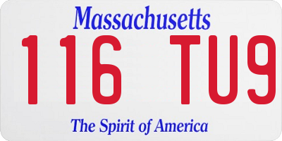 MA license plate 116TU9