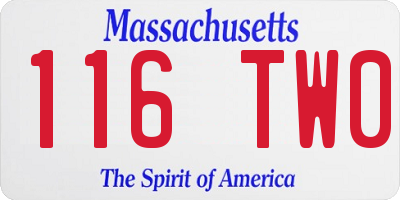 MA license plate 116TW0