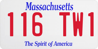 MA license plate 116TW1