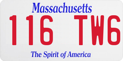 MA license plate 116TW6