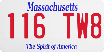 MA license plate 116TW8