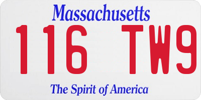 MA license plate 116TW9