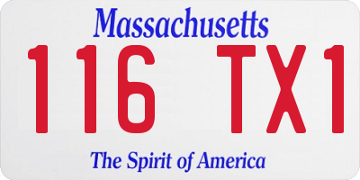 MA license plate 116TX1