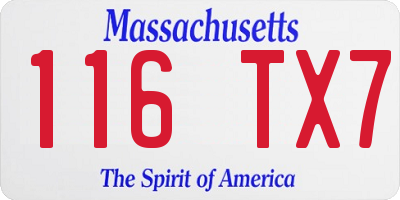MA license plate 116TX7
