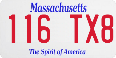 MA license plate 116TX8