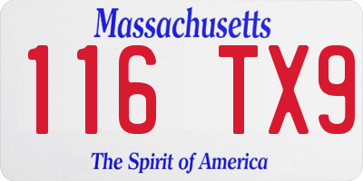 MA license plate 116TX9