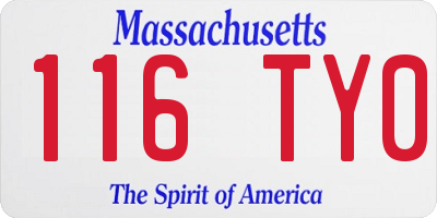 MA license plate 116TY0