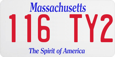 MA license plate 116TY2