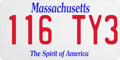 MA license plate 116TY3