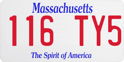 MA license plate 116TY5