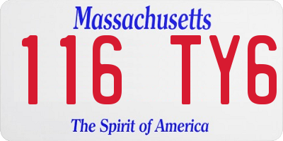 MA license plate 116TY6