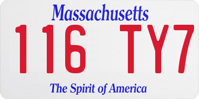 MA license plate 116TY7