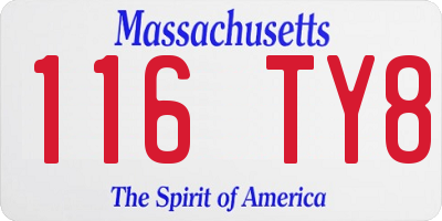 MA license plate 116TY8