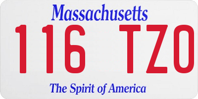 MA license plate 116TZ0