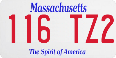 MA license plate 116TZ2