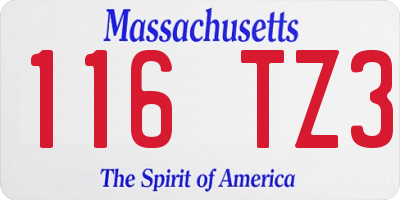 MA license plate 116TZ3
