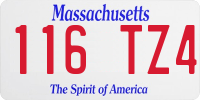 MA license plate 116TZ4