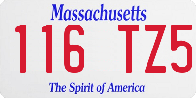 MA license plate 116TZ5
