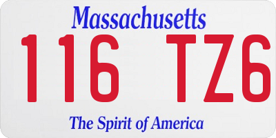 MA license plate 116TZ6