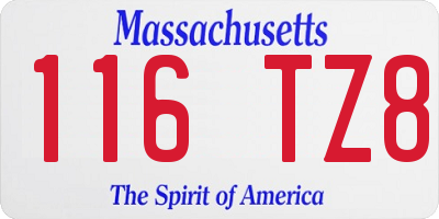MA license plate 116TZ8