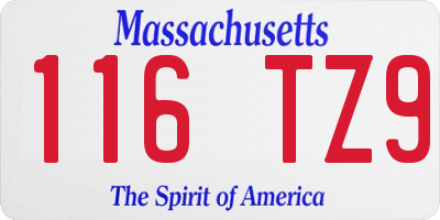MA license plate 116TZ9