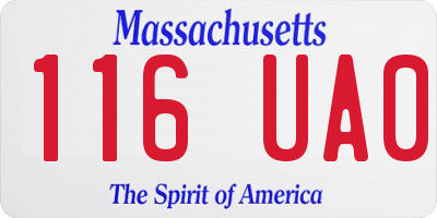 MA license plate 116UA0