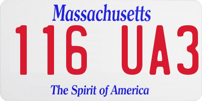 MA license plate 116UA3