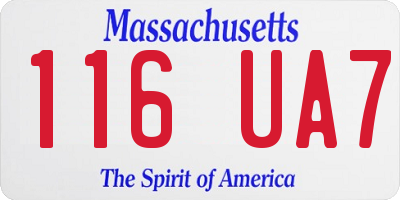 MA license plate 116UA7