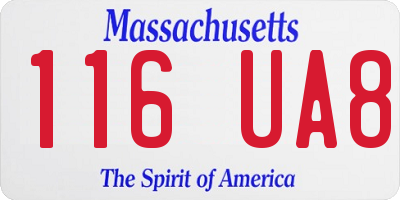 MA license plate 116UA8