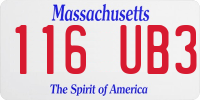 MA license plate 116UB3