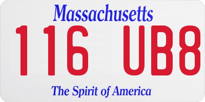 MA license plate 116UB8