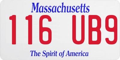 MA license plate 116UB9