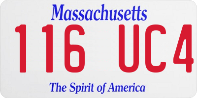 MA license plate 116UC4