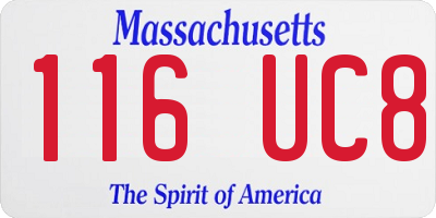 MA license plate 116UC8