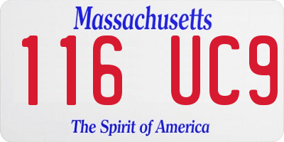 MA license plate 116UC9