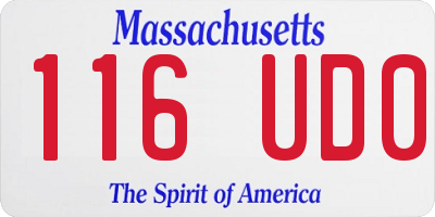 MA license plate 116UD0