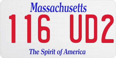 MA license plate 116UD2