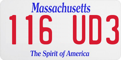 MA license plate 116UD3