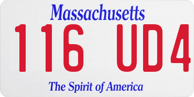 MA license plate 116UD4
