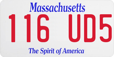 MA license plate 116UD5