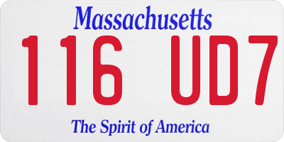 MA license plate 116UD7