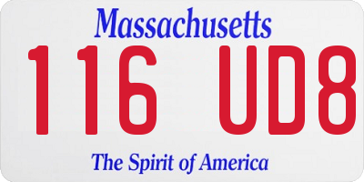 MA license plate 116UD8