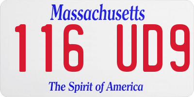 MA license plate 116UD9