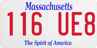 MA license plate 116UE8