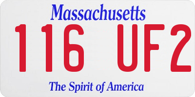 MA license plate 116UF2